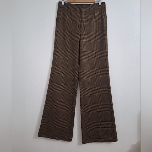 NWT ALICE+OLIVIA Brown Plaid Pants